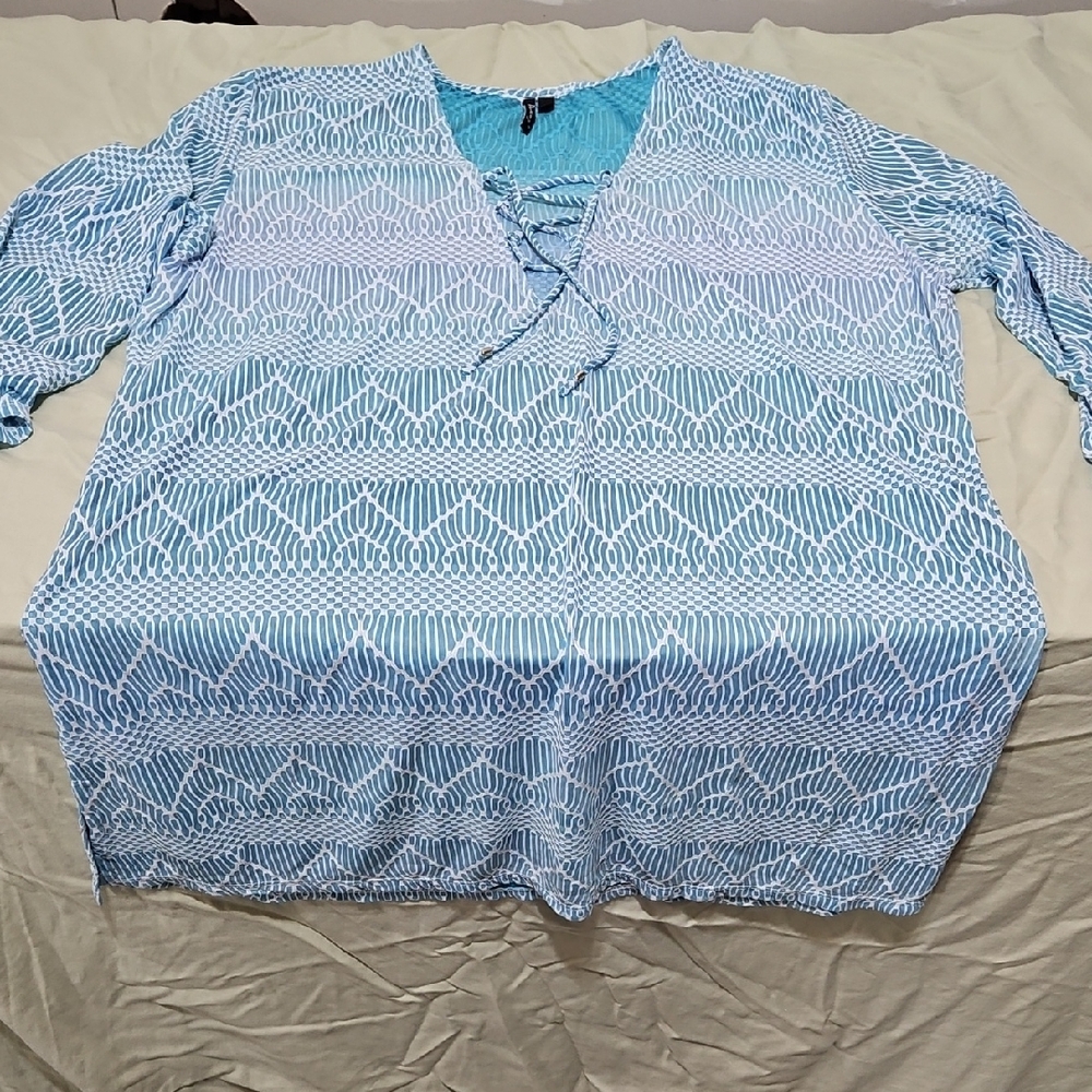 Elegant Blue and White Swim Coverup